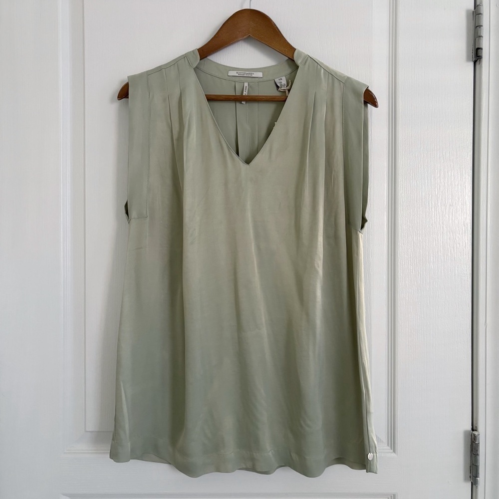 Scotch & Soda Iridescent Green Sleeveless Blouse Large NEW NWT